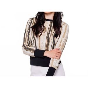 NEW IVEE patterned long sleeve top in black/beige